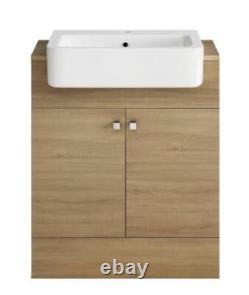 Bathroom Cabinet Vanity Unit Sink Basin Storage Deep 660mm Oak