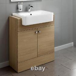 Bathroom Cabinet Vanity Unit Sink Basin Storage Deep 660mm Oak