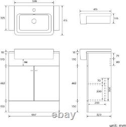 Bathroom Cabinet Vanity Unit Sink Basin Storage Deep 660mm Oak