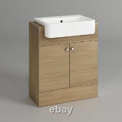 Bathroom Cabinet Vanity Unit Sink Basin Storage Deep 660mm Oak