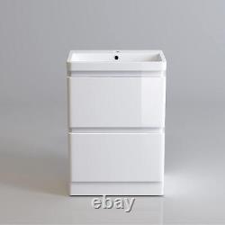 Bathroom Cabinet Vanity Unit Sink Basin Storage Drawer 600 mm White Furniture