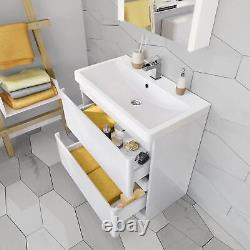 Bathroom Cabinet Vanity Unit Sink Basin Storage Drawer 800 mm White Furniture