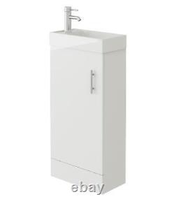 Bathroom Cabinet Vanity Unit Sink Basin Storage Floor Standing White 400mm