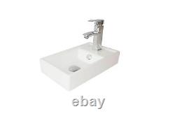 Bathroom Cabinet Vanity Unit Sink Basin Storage Floor Standing White 400mm
