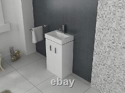 Bathroom Cabinet Vanity Unit Sink Basin Storage Free Standing Cloakroom White