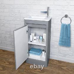 Bathroom Cabinet Vanity Unit Sink Basin Storage Freestanding Cloakroom White