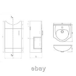 Bathroom Cabinet Vanity Unit Sink Basin Storage Furniture White Gloss 450mm