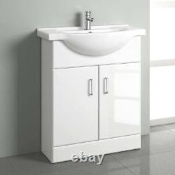 Bathroom Cabinet Vanity Unit Sink Basin Storage Furniture White Gloss 650mm