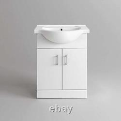 Bathroom Cabinet Vanity Unit Sink Basin Storage Furniture White Gloss 650mm