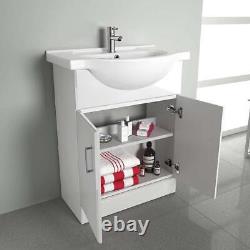 Bathroom Cabinet Vanity Unit Sink Basin Storage Furniture White Gloss 650mm