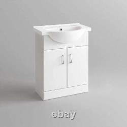 Bathroom Cabinet Vanity Unit Sink Basin Storage Furniture White Gloss 650mm