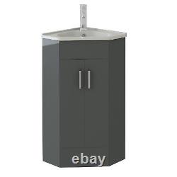 Bathroom Cabinet Vanity Unit Sink Basin Storage Mini Cloakroom Grey Furniture