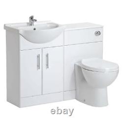 Bathroom Cabinet Vanity Unit Sink Basin Storage Toilet Set White 1050 Furniture