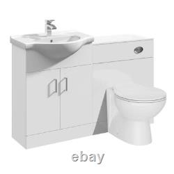 Bathroom Cabinet Vanity Unit Sink Basin Storage Toilet Unit Set White Furniture