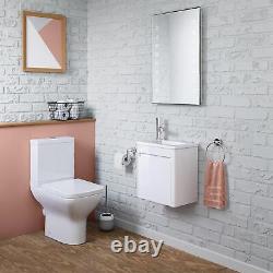 Bathroom Cabinet Vanity Unit Sink Basin Storage Wall Hung Cloakroom Left White