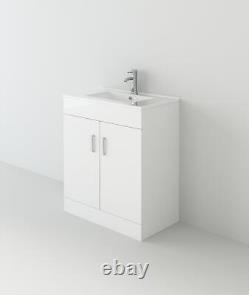 Bathroom Cabinet Vanity Unit Sink Basin Storage White 700mm Furniture