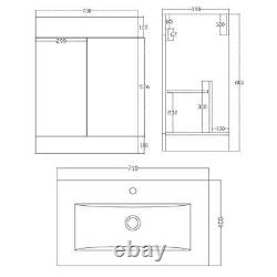 Bathroom Cabinet Vanity Unit Sink Basin Storage White 700mm Furniture