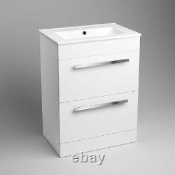 Bathroom Cabinet Vanity Unit Sink Basin Storage White Ceramic Drawers 600mm
