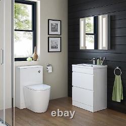 Bathroom Cabinet Vanity Unit Sink Basin Storage White Gloss Ceramic Drawers 60cm