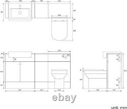 Bathroom Cabinet Vanity Unit Sink Basin Storage and BTW Toilet Set White 1500mm