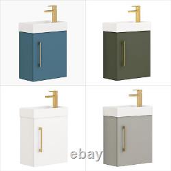 Bathroom Cloakroom 400mm 1 Door Vanity Unit Wall Hung Compact Basin Sink Cabinet