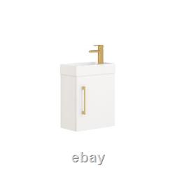 Bathroom Cloakroom 400mm 1 Door Vanity Unit Wall Hung Compact Basin Sink Cabinet