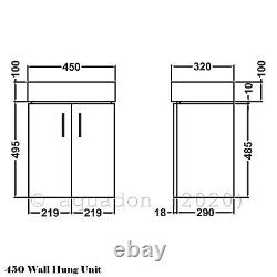 Bathroom Cloakroom 450 Wall Hung Vanity Unit Gloss White