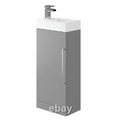 Bathroom Cloakroom Basin/Sink Vanity Unit Grey Including Waterfall Tap & Waste