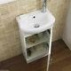 Bathroom Cloakroom Compact White Gloss Vanity Unit Cabinet With Ceramic Basin