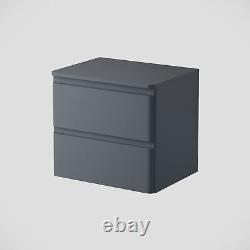 Bathroom Cloakroom Vanity Unit 600mm Wall Hung Cabinet Drawer Anthracite Grey