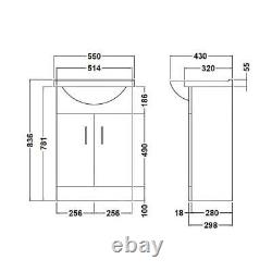 Bathroom Cloakroom Vanity Unit Basin Sink Cupboard Cabinet 400, 450, 550, 600mm