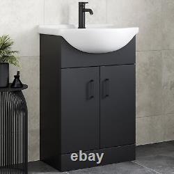 Bathroom Cloakroom Vanity Unit Basin Sink Freestanding Soft Close Modern Black