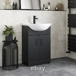 Bathroom Cloakroom Vanity Unit Basin Sink Freestanding Soft Close Modern Black