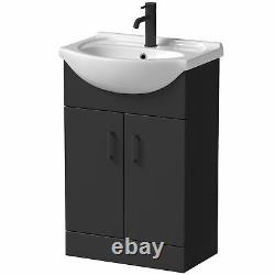 Bathroom Cloakroom Vanity Unit Basin Sink Freestanding Soft Close Modern Black