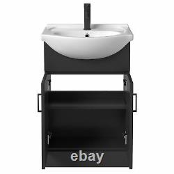 Bathroom Cloakroom Vanity Unit Basin Sink Freestanding Soft Close Modern Black