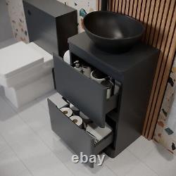 Bathroom Cloakroom Vanity Unit Countertop Wash Basin Storage Cabinet Grey 500mm