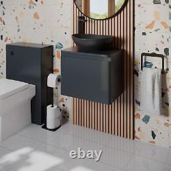 Bathroom Cloakroom Vanity Unit Countertop Wash Basin Wall Hung Grey 500mm
