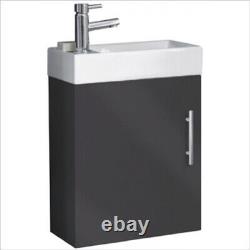 Bathroom Cloakroom Vanity Unit Including Basin Wall Hung 400mm Anthracite Grey