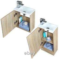 Bathroom Cloakroom Vanity Unit & Slim Basin 400mm 600mm 800mm White Grey Oak
