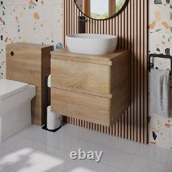 Bathroom Cloakroom Vanity Unit Wall Hung Countertop Wash Basin Wood 600mm