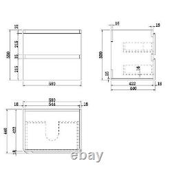 Bathroom Cloakroom Vanity Unit Wall Hung Countertop Wash Basin Wood 600mm