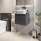 Bathroom Cloakroom Vanity Unit Wall Mounted Countertop Basin Grey Gloss 500mm
