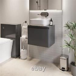 Bathroom Cloakroom Vanity Unit Wall Mounted Countertop Basin Grey Gloss 500mm