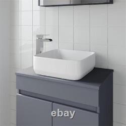 Bathroom Cloakroom Vanity Unit Wall Mounted Countertop Basin Grey Gloss 500mm