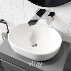 Bathroom Cloakroom Vanity Unit Wall Mounted Countertop Basin Grey Gloss 600mm