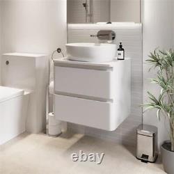 Bathroom Cloakroom Vanity Unit Wall Mounted Countertop Basin White Gloss 600mm