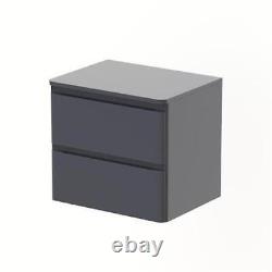 Bathroom Cloakroom Vanity Unit Wall Mounted Storage Cabinet Grey Gloss 600mm