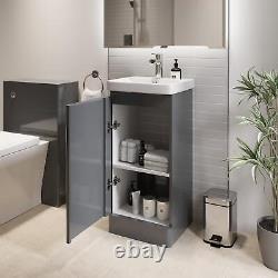Bathroom Cloakroom Vanity Unit Wash Basin Cabinet Cupboard Storage Grey 400mm