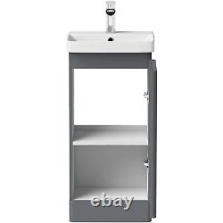 Bathroom Cloakroom Vanity Unit Wash Basin Cabinet Cupboard Storage Grey 400mm