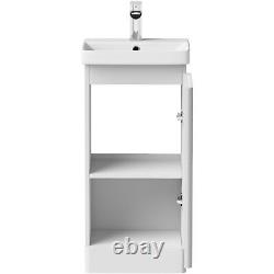 Bathroom Cloakroom Vanity Unit Wash Basin Cabinet Cupboard Storage White 400mm
